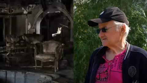 Irinel Columbeanu s-a întors la vila din Izvorani, care a ajuns o ruină după incendiul din 2020. Casa nu mai are acoperiș: „Simt o emoție”
