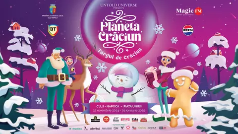 ,,PLANETA CRĂCIUN” - târgul cu tematică de sărbători organizat de UNTOLD Universe în Piața Unirii din Cluj-Napoca se deschide pe 22 noiembrie 