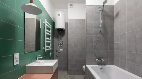 Trenduri actuale în designul băii: combinația verde-gri