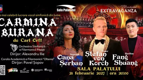 CARMINA BURANA – punere grandioasă în scenă pe 21 februarie 2027 la Sala Palatului, cu tenorul Ştefan von Korch în linia solistică