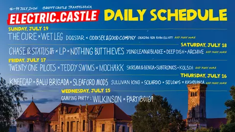 Vezi programul pe zile la Electric Castle 2026: când cântă The Cure, Twenty One Pilots și Teddy Swims