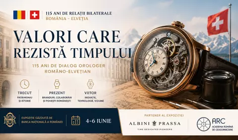 Expoziția "Valori care rezistă timpului" de la BNR: Albini Prassa aduce în prim-plan 115 ani de relații România–Elveția prin orologerie
