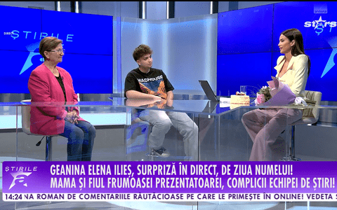 Geanina Ilieș, surprinsă în direct la Antena Stars de fiul și mama ei: "Familia e cea care știe că mă cheamă și Elena.  Sunt foarte emoționantă, sunt lacrimi de fericire!"