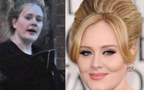 Cum arata Adele cu si fara machiaj