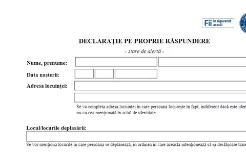 Cum arată noua declarație pe propria răspundere pentru ieșirea din localitate. Ce condiții trebuie să îndeplinești