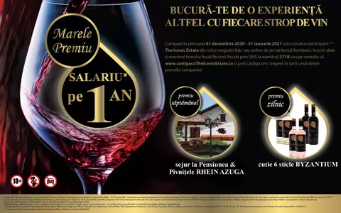 (P) Crama The Iconic Estate lansează campania ”Bucură-te de o experiență altfel cu fiecare strop de vin!” – câștigă salariul pe un an și multe alte premii!