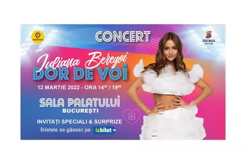 PREMIERA ABSOLUTĂ ÎN ROMÂNIA! IULIANA BEREGOI pregătește 2 show-uri grandioase în aceeași zi, la Sala Palatului, pe 12 martie