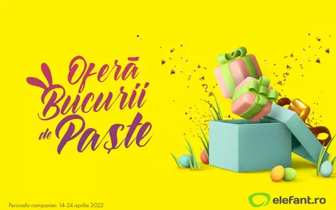 Bucurii de Paște – Iepurașul îți aduce cele mai tari oferte pe elefant.ro