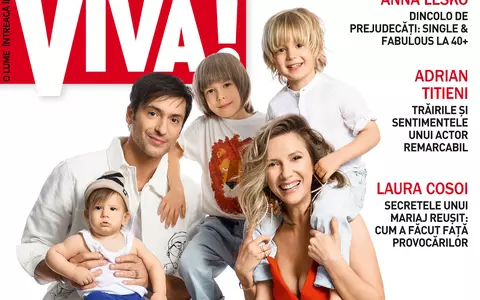 Adela Popescu și Radu Vâlcan, primul pictorial de familie cu cei trei copii, pe coperta VIVA! de mai! Imagini în premieră cu mezinul Adrian
