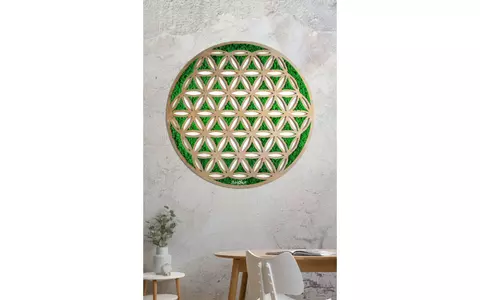 Tablou Floarea Vieții decorată cu licheni stabilizați