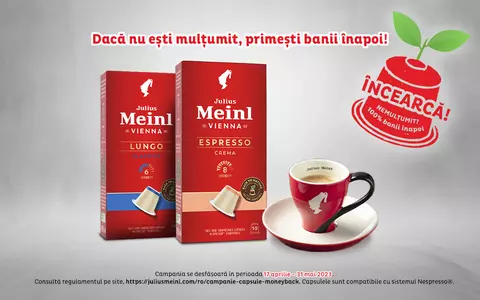 Alege cafeaua care iubește natura, în capsule Julius Meinl 100% biodegradabile. Dacă nu ești mulțumit, primești banii înapoi!