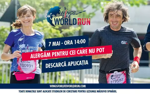 Aleargă pentru cei care nu pot, pe 7 mai, la Wings For Life World Run