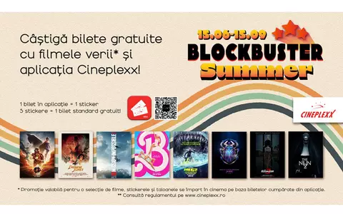 La Cineplexx, filmele verii vin cu bilete cadou