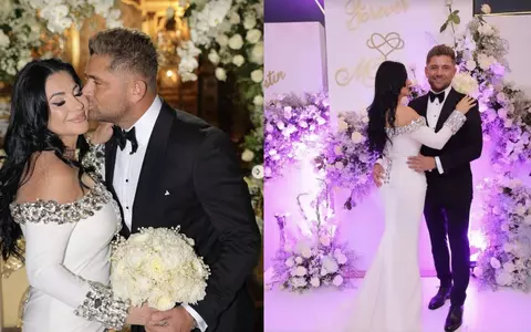 Costin Gheorghe și iubita lui, Maria Cușu, s-au căsătorit religios. Mireasa a strălucit în rochia tip sirenă, cu decolteu în „V” și cu pietre prețioase