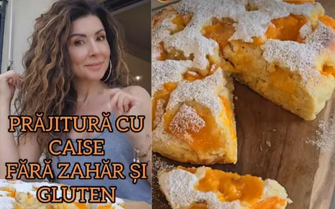 Rețetă de prăjitură cu caise, fără zahăr și gluten. Carmen Brumă a dezvăluit secretul ei pentru acest desert delicios