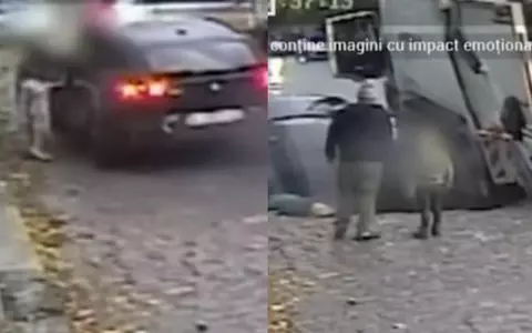 Imagini cu momentul în care o mașină este „înghiţită” de strada surpată în Sectorul 6 din București. În autoturism se afla un copil de 5 ani