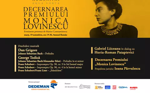 19 noiembrie 2024 – Decernarea Premiului „Monica Lovinescu“ la Ateneul Român