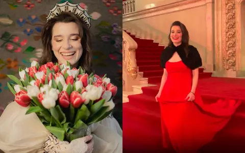 Kira Hagi, apariție elegantă la Opera Națională, la un eveniment. A purtat o rochie roșie, lungă până în pământ, și decoltată