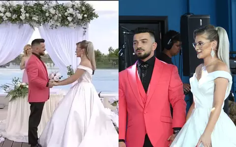 Imagini de la nunta regretatului Andrei Perneș cu Sabrina Larisa Imbrea: el a purtat un costum cu sacou roz, iar ea a ales o rochie lungă și vaporoasă / Au făcut nunta la Mireasa