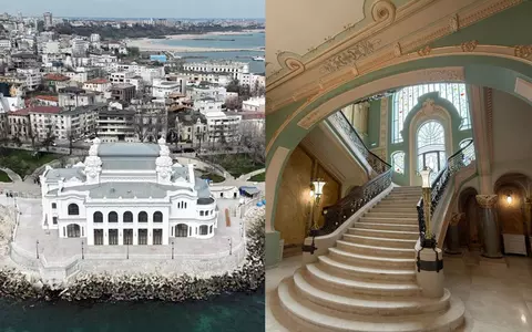 Cum arată interiorul Cazinoului din Constanța, după ce a fost reabilitat complet. Are un vitraliu în formă de evantai, ornamentele inspirate din lumea marină, capete de berbec și nave stilizate