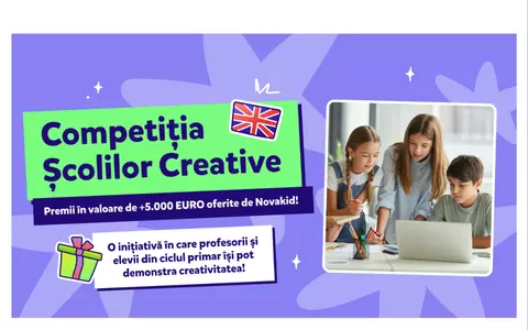 Campanie Novakid.ro: „Competiția Școlilor Creative”, cu premii de +5.000 de euro pentru școlile primare din România