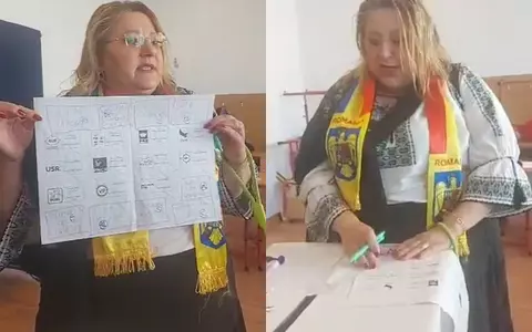 Diana Șoșoacă, scandal la secția de votare. A refuzat să intre în cabina de vot, a desenat pe buletinul primit și a jignit toți candidații: „Dați amendă, că eu sunt un om asumat!”