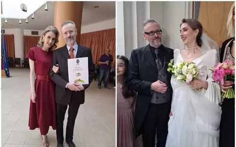 Mihai Albu și soția lui, Elena, s-au cununat religios la Biserica Albă. Ce rochie a purtat mireasa, ce obicei nu a respectat la nuntă și cum s-a îmbrăcat nașa: ”Am vrut să fiu o regină”/ EXCLUSIV
