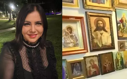 Cum arată casa în care locuiește Carmen Șerban. Locuința este decorată în roșu, negru și auriu, plină de portrete și are un perete întreg acoperit de icoane: „Totul e făcut la comandă”