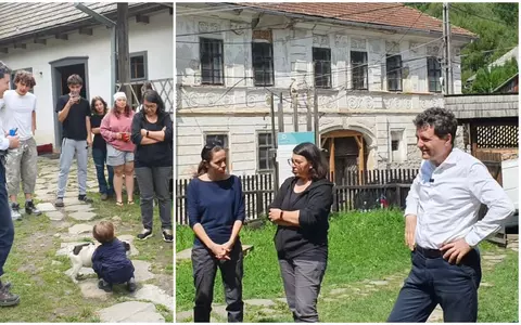 Nicușor Dan, în vizită la Roșia Montană. Președintele a fost primit de localnici cu slănină, șorici și "lapte muls direct de la vacă": "E un sit unic în lume"