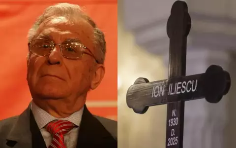 Primele imagini de la mormântul lui Ion Iliescu, după înmormântare. Locul de veci, îmbrăcat în marmură albă, e înconjurat de zeci de coroane, iar oamenii își fac selfie cu crucea