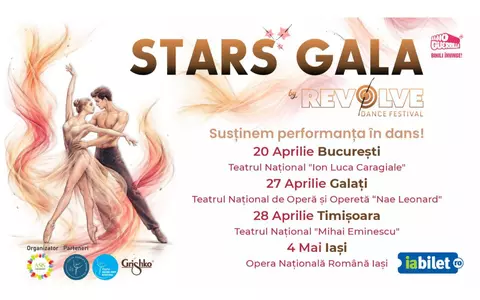 „STARS GALA” aduce balerini de la Teatrul Mariinsky, Dutch National Theater şi Opera Naţională în turneu la Bucureşti, Iaşi, Timişoara şi Galaţi între 20 Aprilie şi 4 Mai