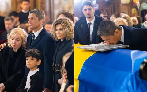 Imagini copleșitoare din biserică, de la slujba de înmormântare a lui Mircea Lucescu. Împietrit de durere, Răzvan Lucescu a stat nedezlipit de sicriu și tot el a fost sprijin fizic și moral, pentru mama lui