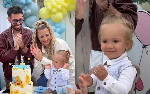 Fiul lui Armin Nicoară și al Claudiei Puican a împlinit un an. Ce a ales Amir Efrem de pe tavă, la tăierea moțului