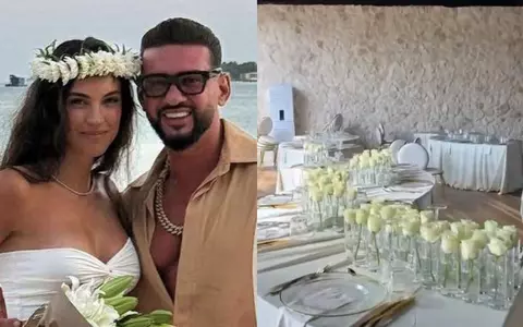 Dorian Popa și Andreea, iubita lui, s-au căsătorit! Primele imagini de la nuntă: decor spectaculos, mese aranjate cu trandafiri albi și ținute elegante