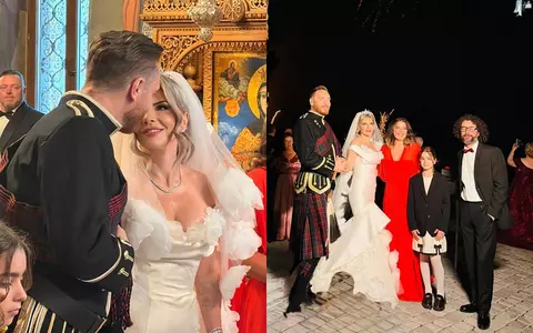 Lordul Răzvan Vasile de Brattleby și baroneasa Nicoleta Scarlat, nuntă la Palatul Știrbey. Marius Moga și soția sunt nașii lor: „Rochia de mireasă a avut 355 de trandafiri”