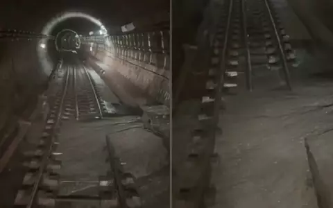 Imagini cu bucata de tunel prăbușită la metrou, pe Magistrala 4. Circulația a fost oprită timp de o oră