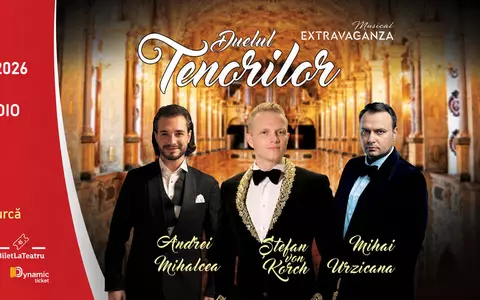 Ediţia 2026 a „DUELULUI TENORILOR”, cu ŞTEFAN von KORCH şi invitaţii,-  pe 14 septembrie la TNB – Sala Studio, în deschiderea stagiunii Musical Extravaganza