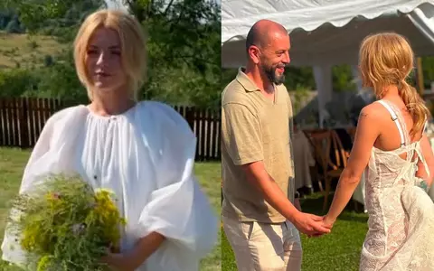 Victoria Raileanu și Adrian Ștefănescu s-au căsătorit. Imagini emoționante de la cununia religioasă: actrița a purtat două rochii de mireasă, iar petrecerea a avut loc în natură