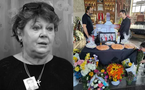 Anca Pandrea, înmormântată lângă Iurie Darie. Imagini dureroase de la ceremonia funerară: pe masă se află un tablou cu fotografia lor, iar sora actriței a venit la biserică cu ambulanța, în scaun cu rotile/ EXCLUSIV