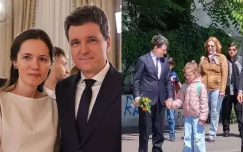 Nicușor Dan și Mirabela Grădinaru, emoții în prima zi de școală a Aheei. Antim, fiul lor cel mic, a fost și el prezent, iar președintele l-a ținut în brațe
