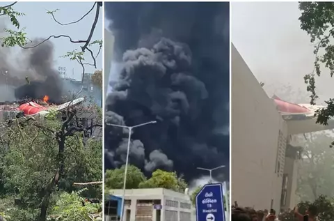 Un avion cu 244 de pasageri s-a prăbușit, la câteva minute după decolare, peste un hotel din India. Aeronava zbura spre Londra / Imaginile tragediei