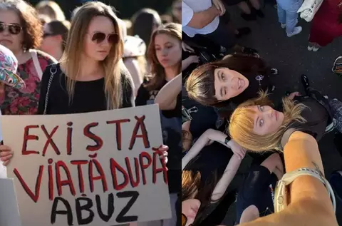 Protest în fața Guvernului, după uciderea Teodorei Marcu. Delia, Anca Serea, Irina Rimes, Lora, ADDA și alte vedete au purtat haine negre și au militat pentru siguranța femeilor