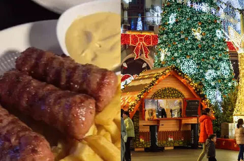 Cât costă trei mici cu cartofi prăjiți la Târgul de Crăciun din Craiova. Prețurile tuturor preparatelor care se găsesc la târg: cât costă shaorma, kurtos și vinul fiert
