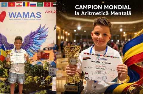 Daniel, elevul de 9 ani din Focșani, campion mondial la aritmetică mentală: a rezolvat 100 de calcule în 3 minute