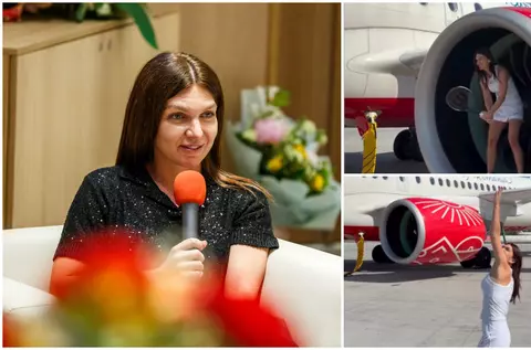 Locul inedit în care a filmat Simona Halep o reclamă la noul său sponsor. Dubla campioană de Grand Slam, cu racheta în motorul avionului