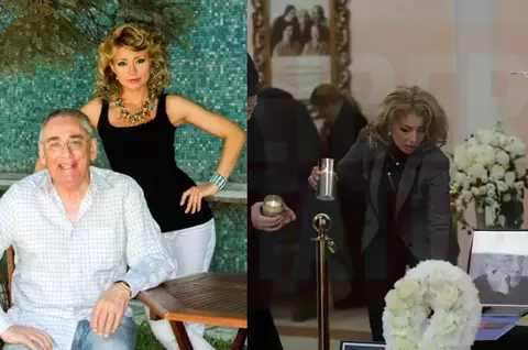 Cum a apărut Alexandra Velniciuc, prietena de suflet a lui Horia Moculescu, la priveghiul lui. A ales o ținută sobră, dar nu complet neagră, și a zâmbit amar la portretul maestrului