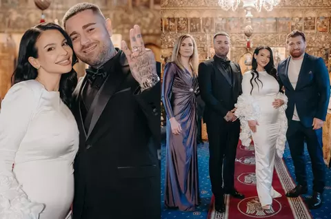 TJ Miles și Francisca s-au căsătorit religios. Primele imagini de la nuntă: Cătălin Moroșanu a fost naș, iar mireasa a purtat o rochie mulată, care i-a evidențiat burtica de gravidă