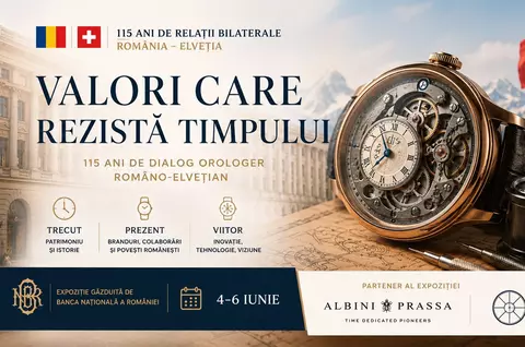 Expoziția „Valori care rezistă timpului” de la BNR: Albini Prassa aduce în prim-plan 115 ani de relații România–Elveția prin orologerie