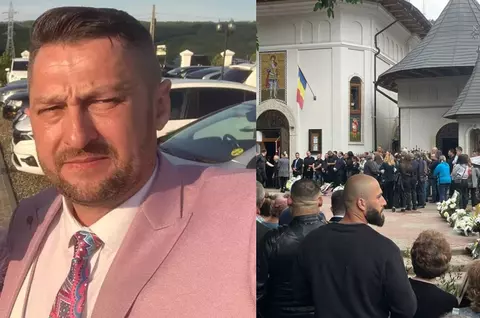 Imagini dureroase de la înmormântarea lui Ciprian Verdeș, polițistul ucis de propriul fiu în Piatra Neamț. Sute de oameni au venit să aducă flori și coroane
