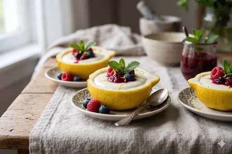 Rețetă de panna cotta în coajă de lămâie. Desertul perfect pentru vară